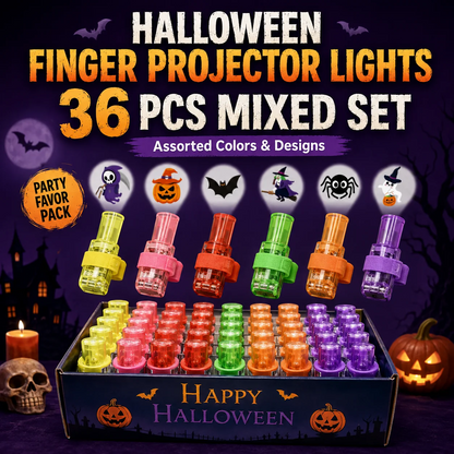 Halloween Finger Projector Lights 36 Piece Trick-or-Treat Favor Set